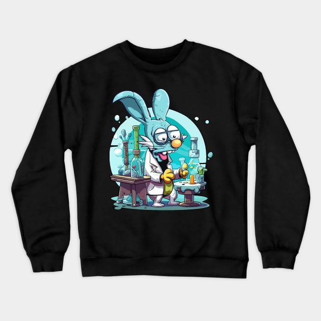 Crazy bunny, mad scientist Crewneck Sweatshirt by Urbana Fly